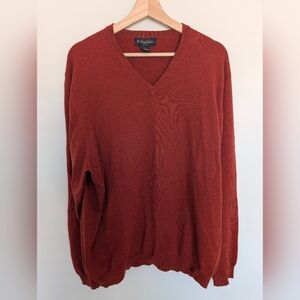 Brooks Brothers 346 Men's Wool/Nylon Stretch V-Neck Pullover Sweater Orange• XL